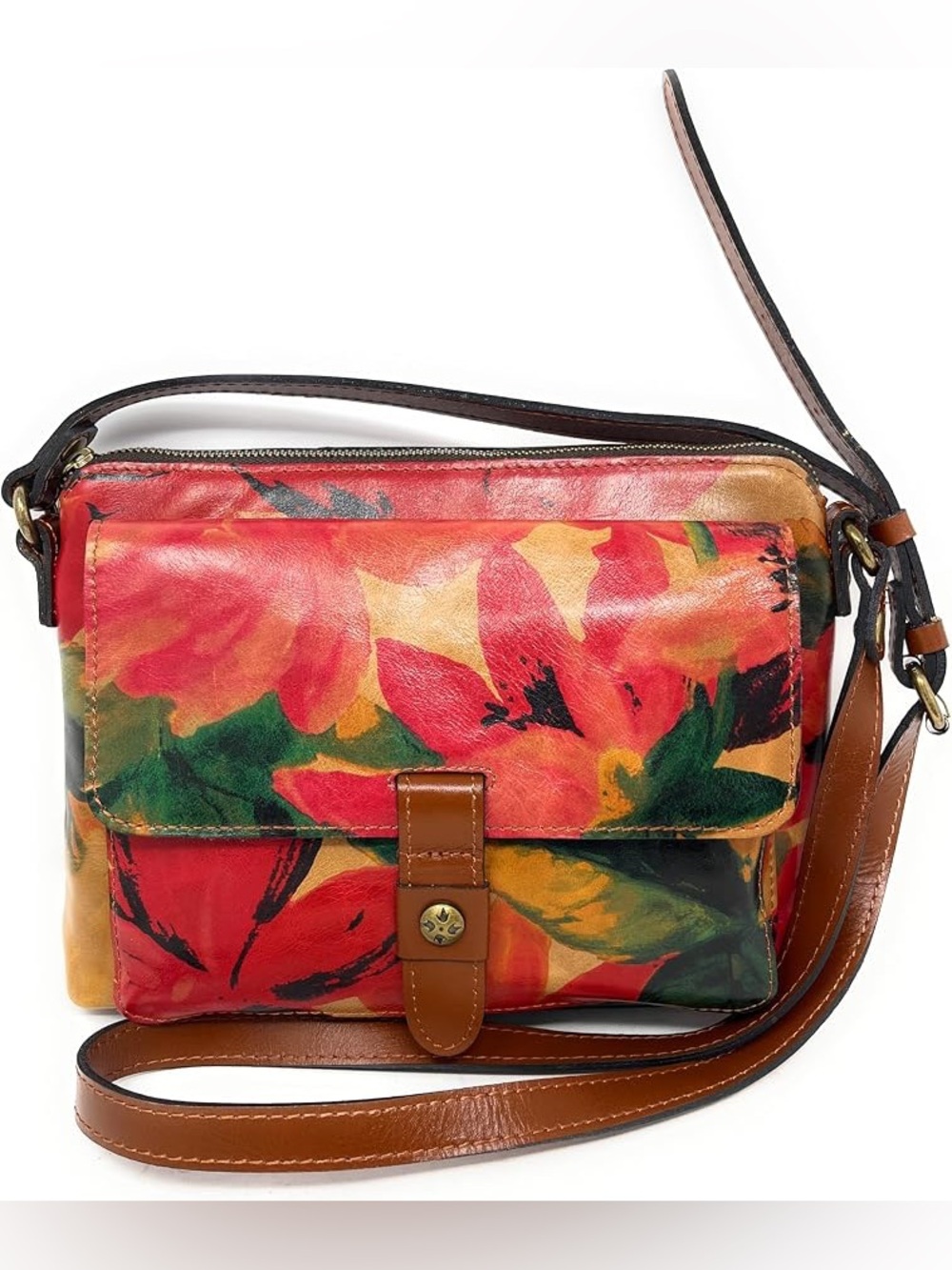 Patricia Nash Carmeline Leather Crossbody Bag Multicolor Floral